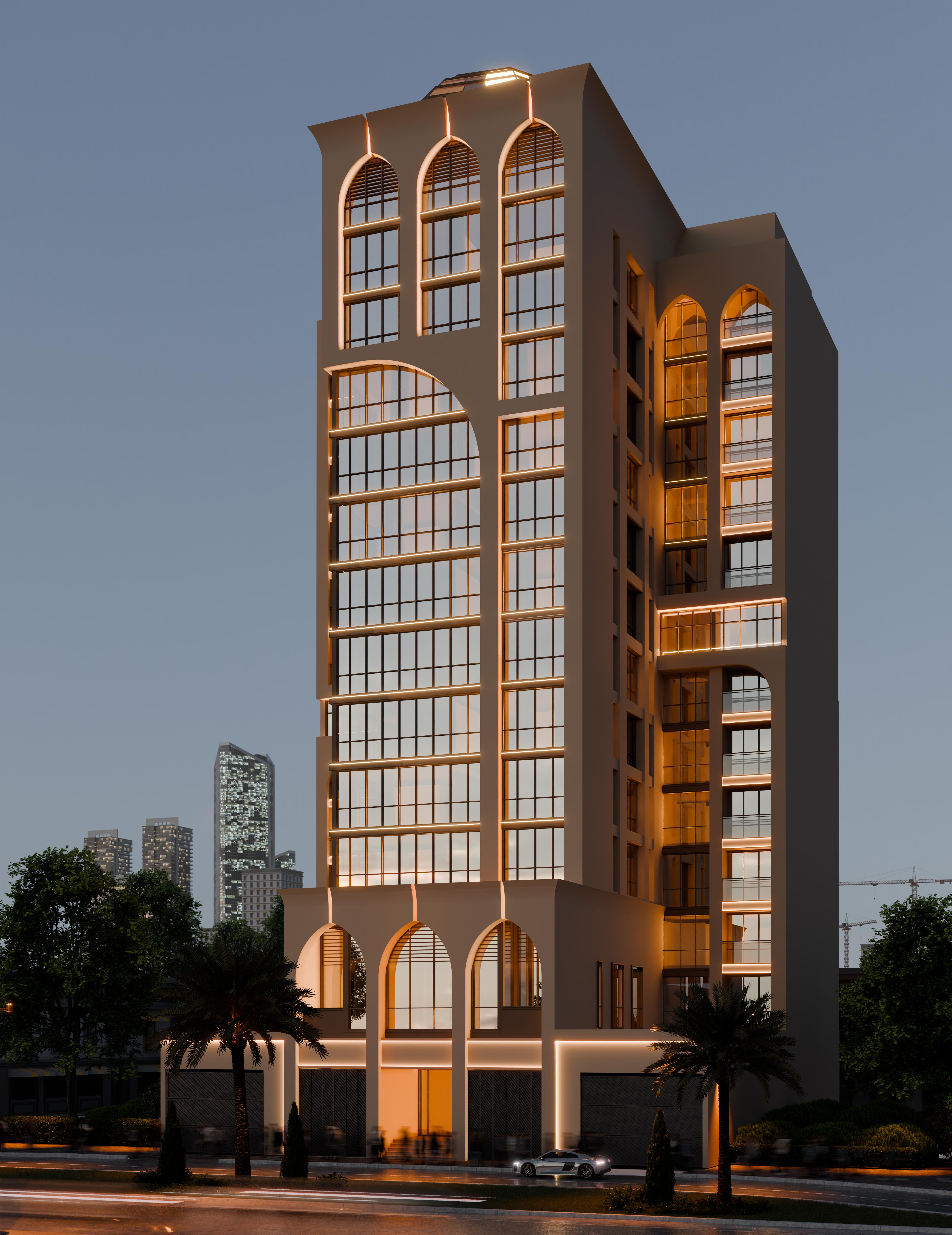 Residential Building Dubai Night02