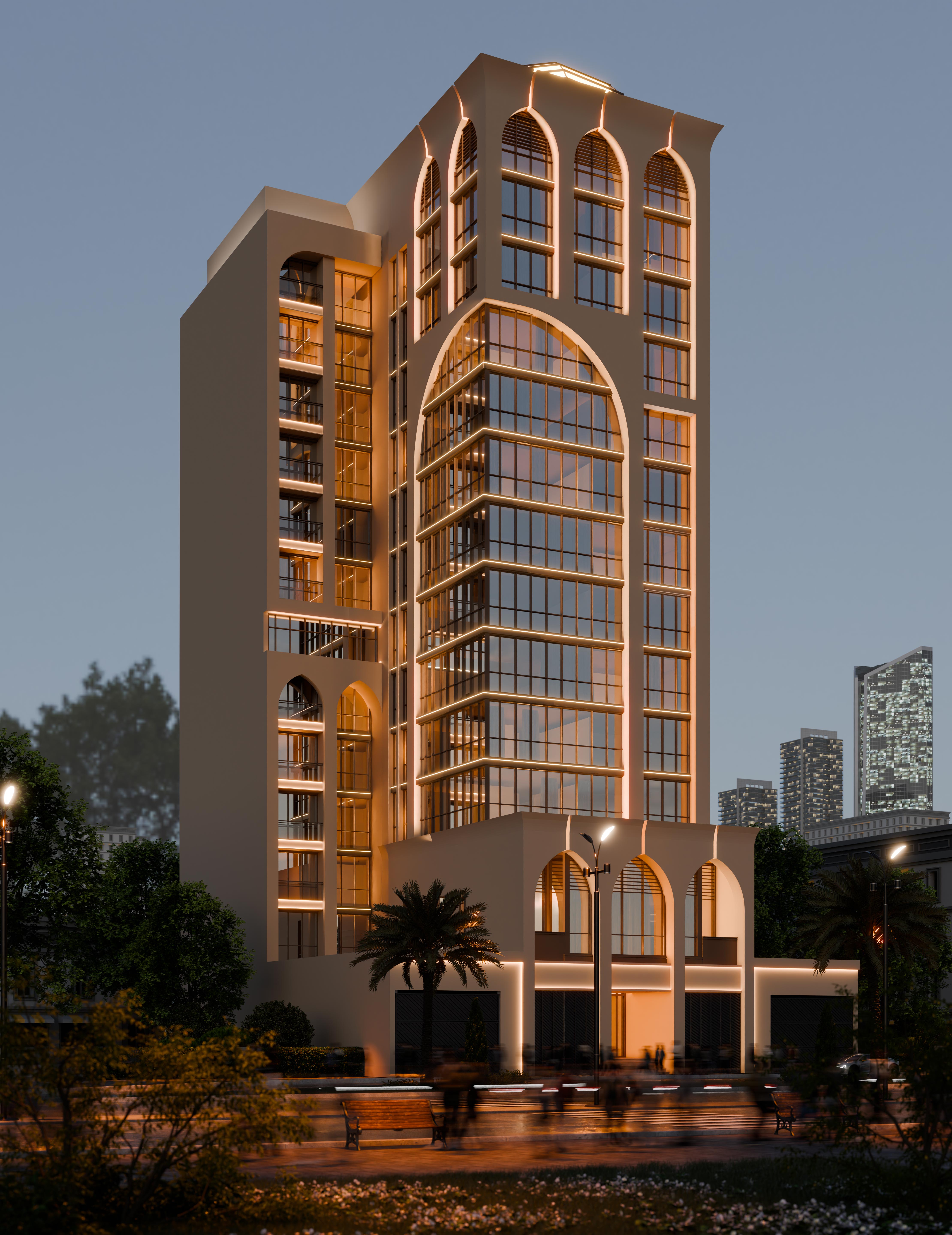 Residential Building Dubai Night01